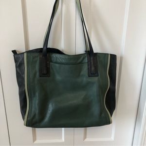 Fossil Emma tote teal blue with navy